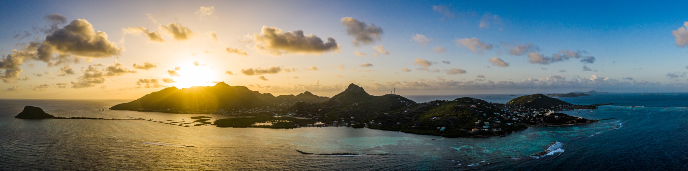 Panoramic drone view of Union Island in the Grenadines