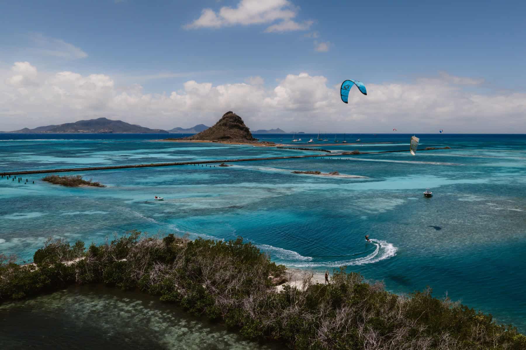 Drone view of Frigate Island downwind kite spot