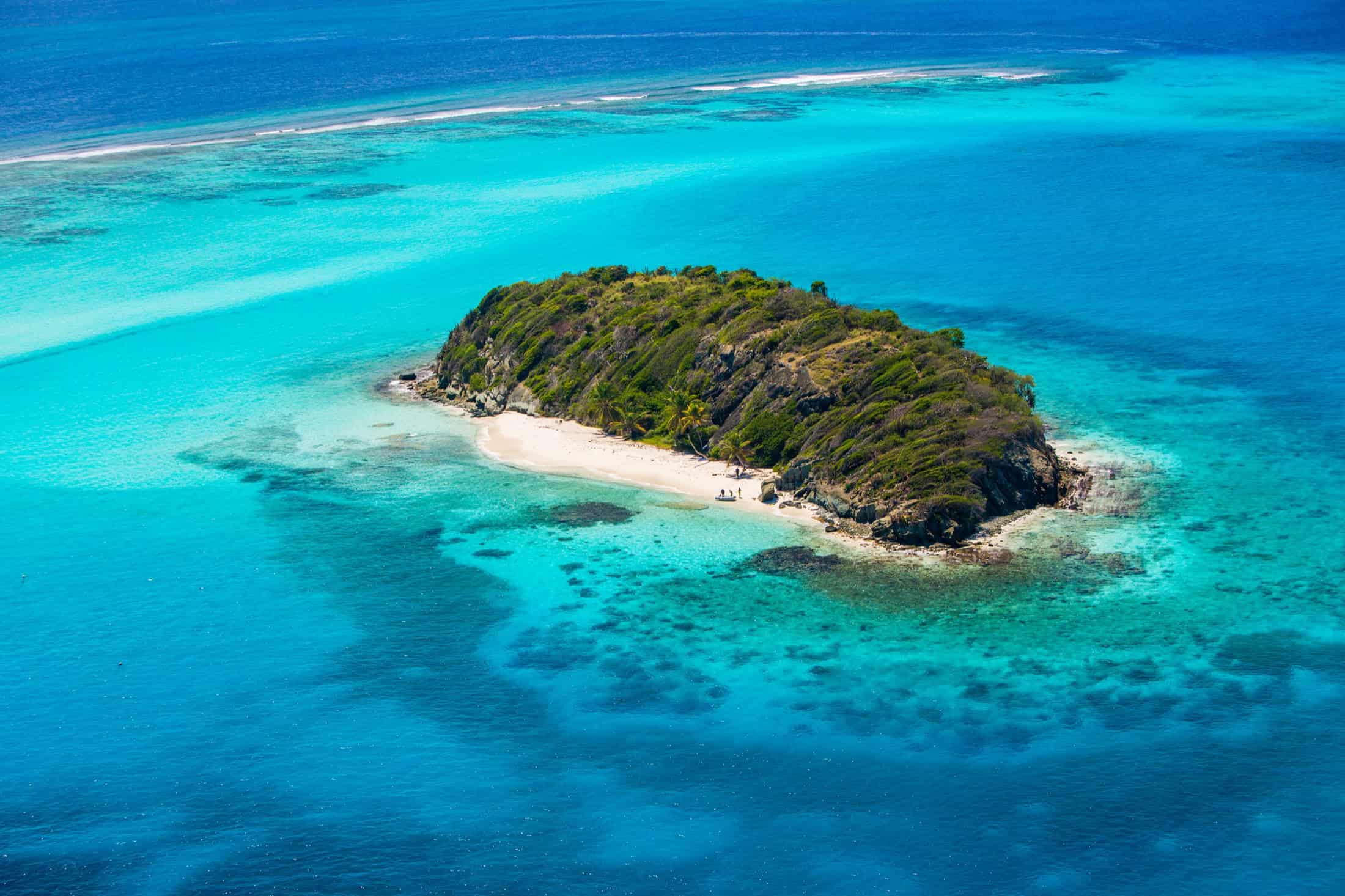Beach campsite in the Tobago Cays