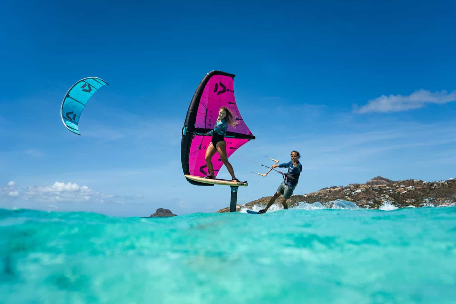 Duotone kiteboarding gear on the beach