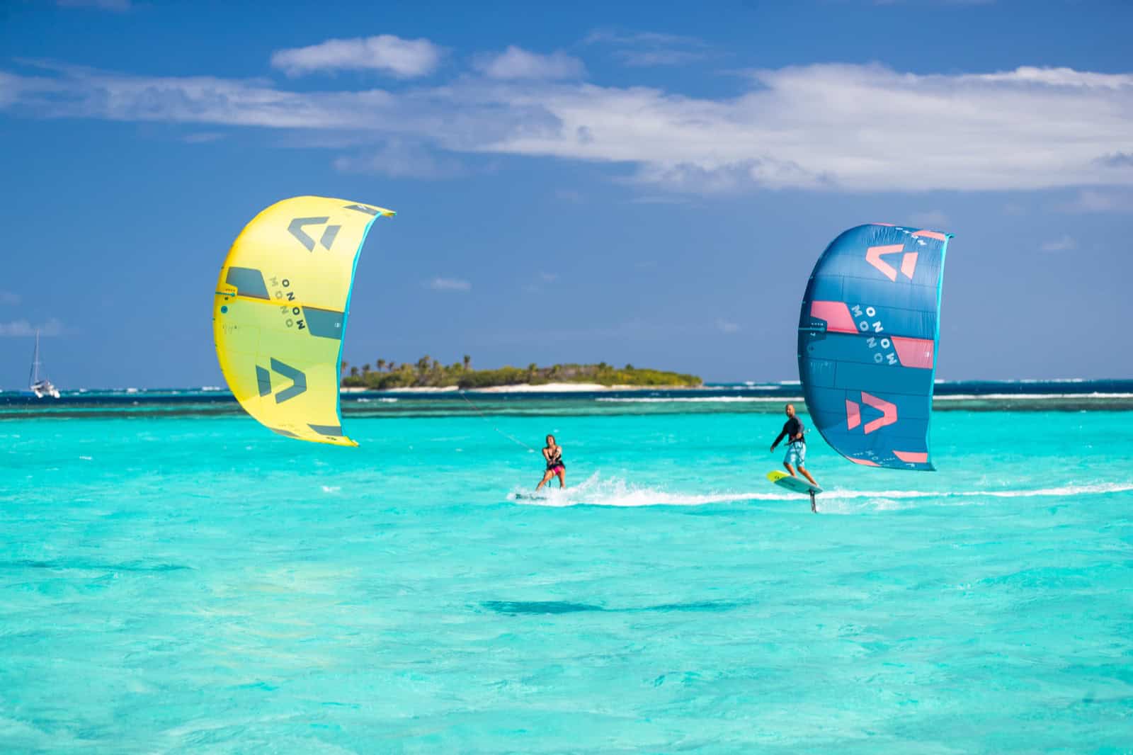 Kitesurfing near the Tobago Cays