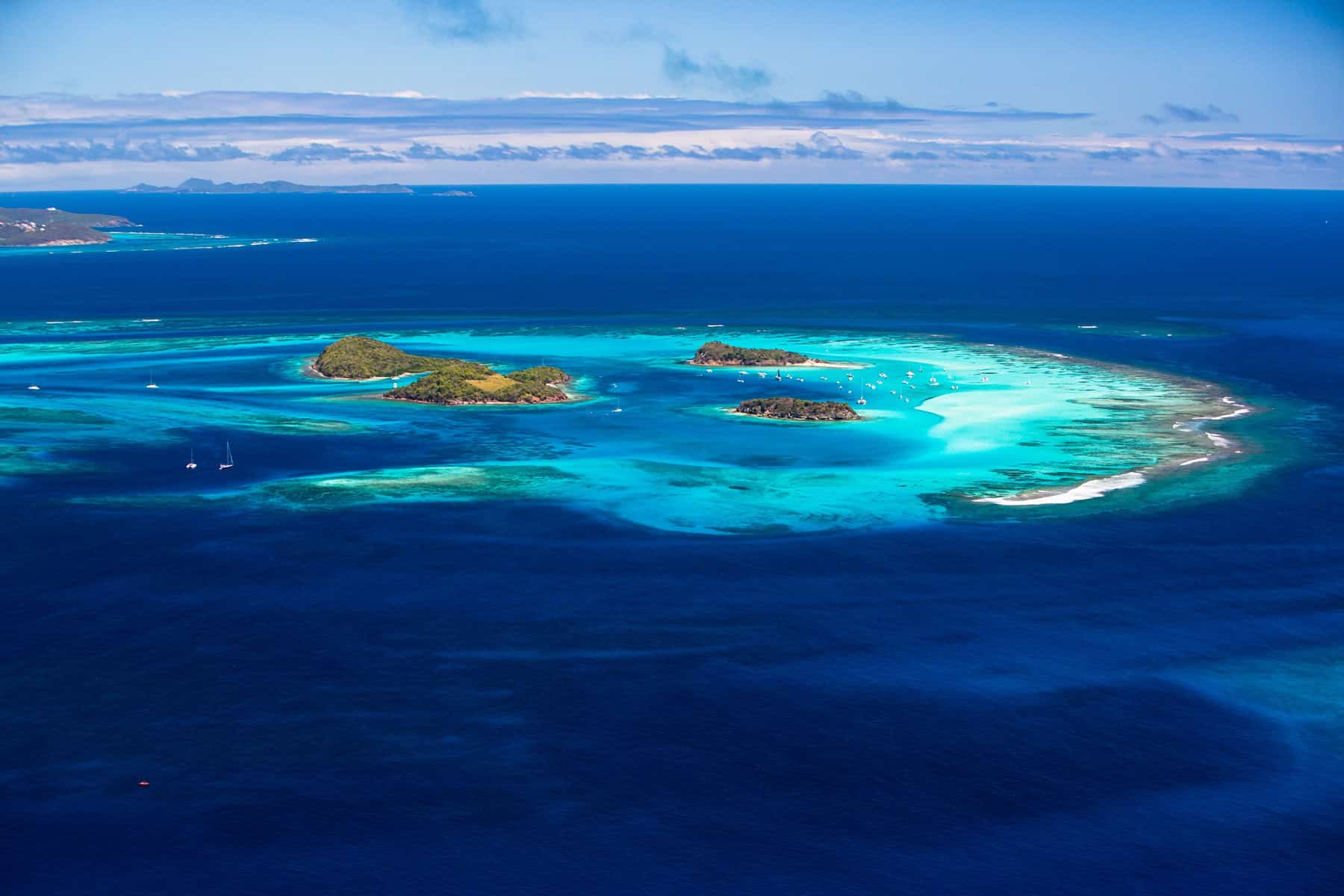 The Grenadines islands and turquoise Caribbean water