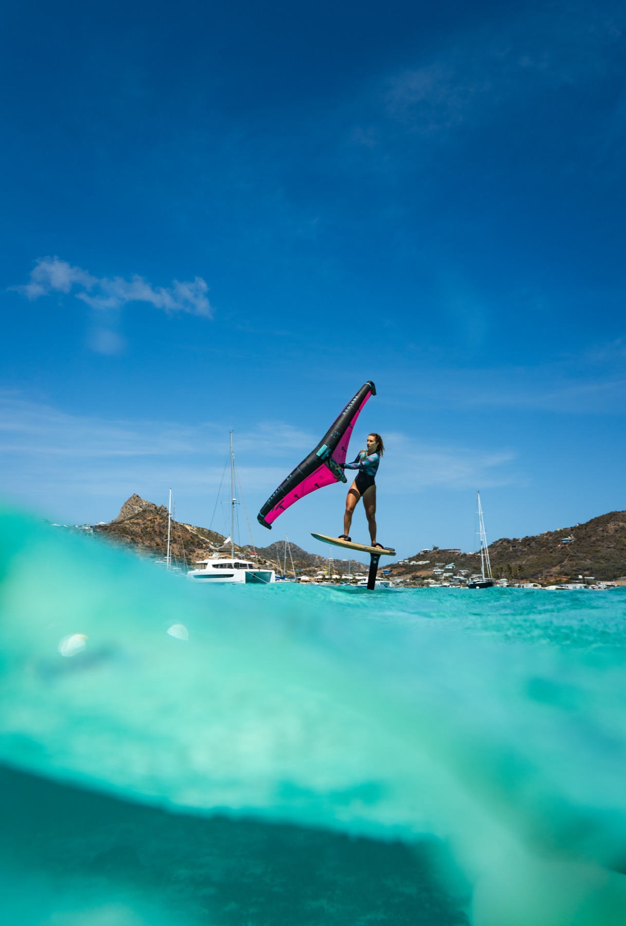 Wing foiling lesson on Union Island